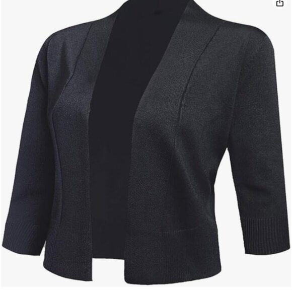 AAMILIFE Women's 3/4 Sleeve Cropped Cardigans Sweaters Jackets Open Front Short - Picture 1 of 4